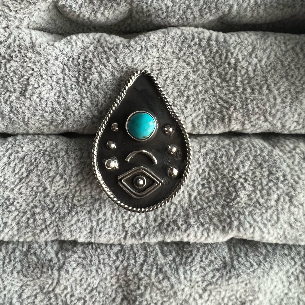 Evil eye Sterling silver ring Genuine gemstone .925 - Picture 7 of 7